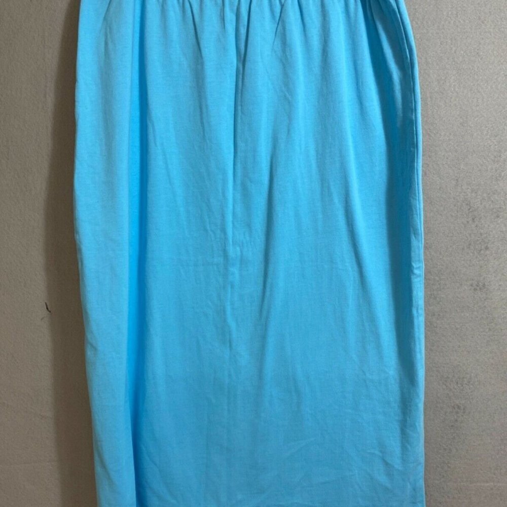 Quacker Factory Maxi Floral Embroidered Women's Blue Pull On Long Skirt  Sz L/XL